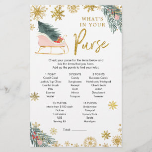 Pink Sleigh Winter Baby Shower What In Your Purse