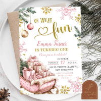 Pink Sleigh Winter First Birthday