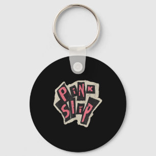 Pink Slip Distressed Grunge Typography Design Keychain