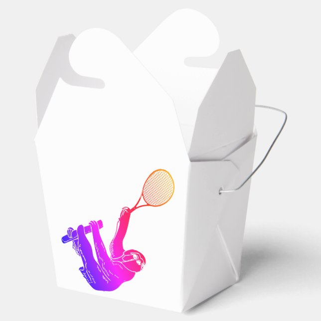 Pink Sloth With Tennis Racket Favor Box (Opened)