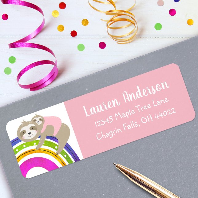 Pink Sloths Boho Rainbow Girl Adresse Baby shower (Créateur téléchargé)