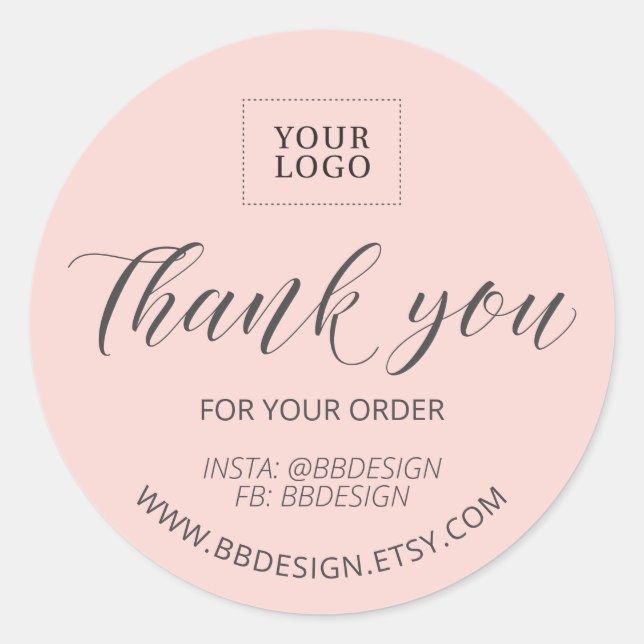 Pink | Small Business Thank you package sticker (Front)