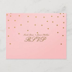 Pink & Small Gold Confetti RSVP Wedding Postcard