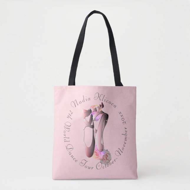 Pink Smaller Ballerina Toe Shoe Dance Troupe Tote Bag (Front)