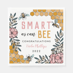Pink Smart as can Bee Graduation Party Napkin