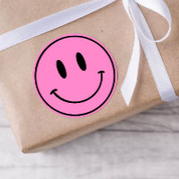 Pink Smiley One Happy Dude/Gal Birthday Stickers