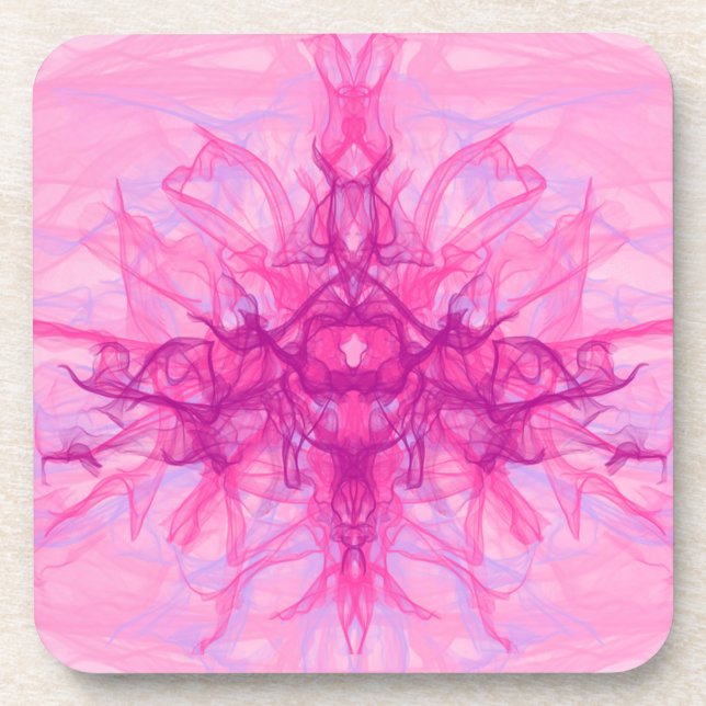 PINK SMOKE - Modern and abstract Fractal Art - Coaster (Front)