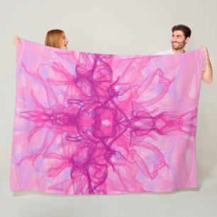 PINK SMOKE - Modern and abstract Fractal Art - Fleece Blanket