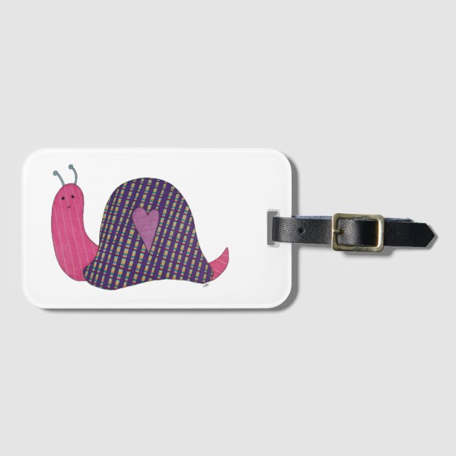 Pink Snail Luggage Tag (Front Horizontal)