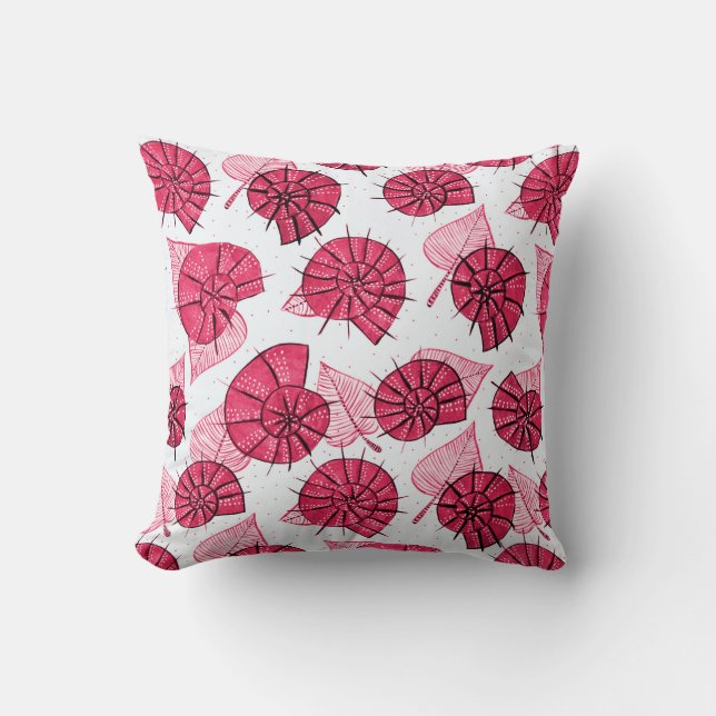 Pink Snails Pattern Girly Zoology Throw Pillow (Front)