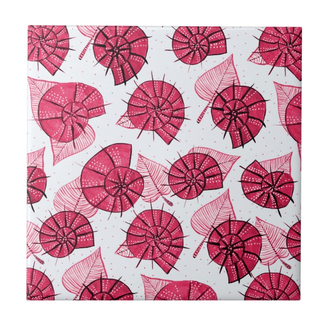 Pink Snails Pattern Girly Zoology Tile (Front)
