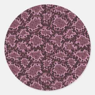 Pink Snake Print Classic Round Sticker
