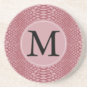 Pink Snake Print Monogram Coaster