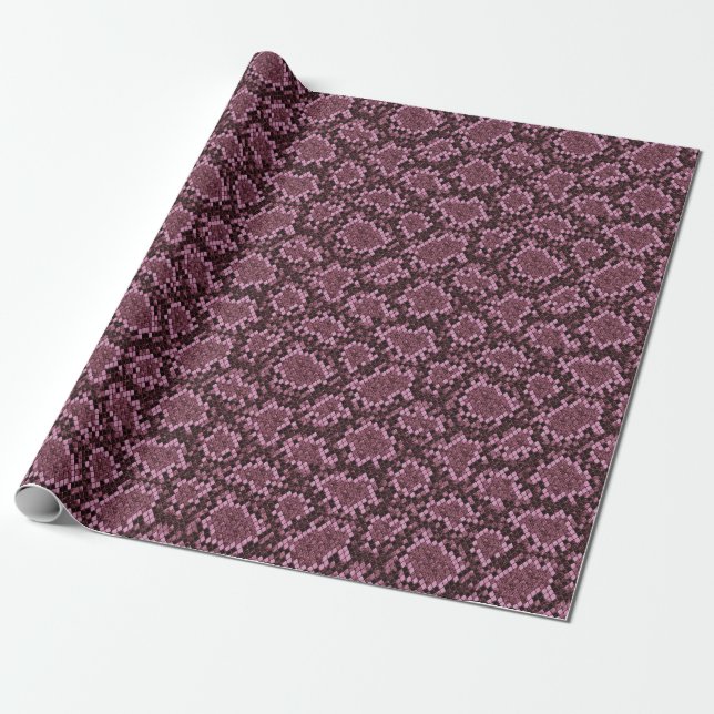 Pink Snake Print Wrapping Paper (Unrolled)