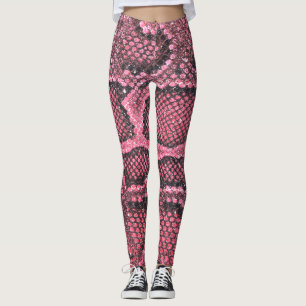 Pink snake scale pattern leggings