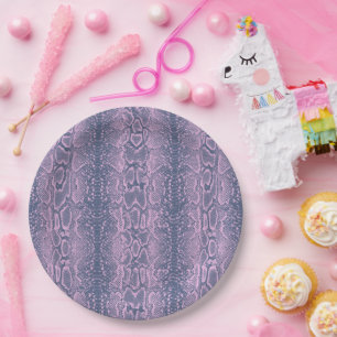 Pink Snake Skin Animal Print Paper Plate