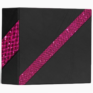 Pink snakeskin glitter effect stripe black leather binder