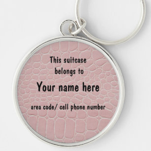 Pink Snakeskin Luggage ID tag Keychain