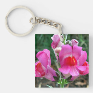 Pink Snapdragon Flowers Keychain