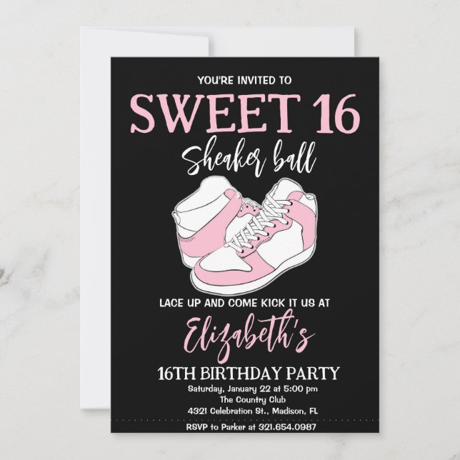 Pink Sneaker Bash Birthday Party Invitation (Front)