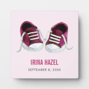 Pink Sneakers Baby Plaque, Baby Shoes Picture Plaque