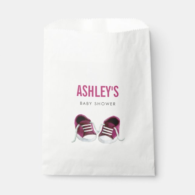 Pink Sneakers Baby Shower Favour Bag Treat Sacks (Front)
