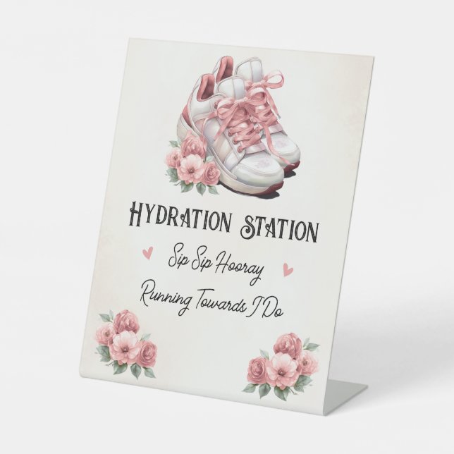 Pink Sneakers Floral Hydration Station Beverage Pedestal Sign (Front)