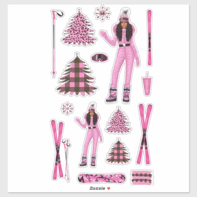 Pink Snow Bunny Ebony Fuller Shopp Sticker Decals  (Sheet)
