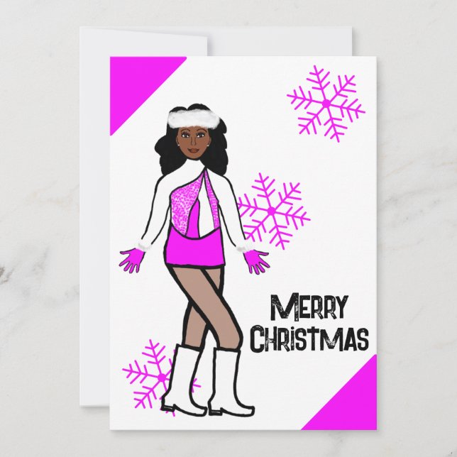 Pink Snow Dancer Holiday Card (Front)