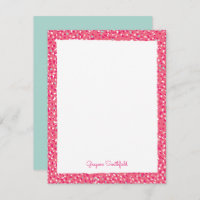 Pink Snow Leopard Print Personal Stationery Card