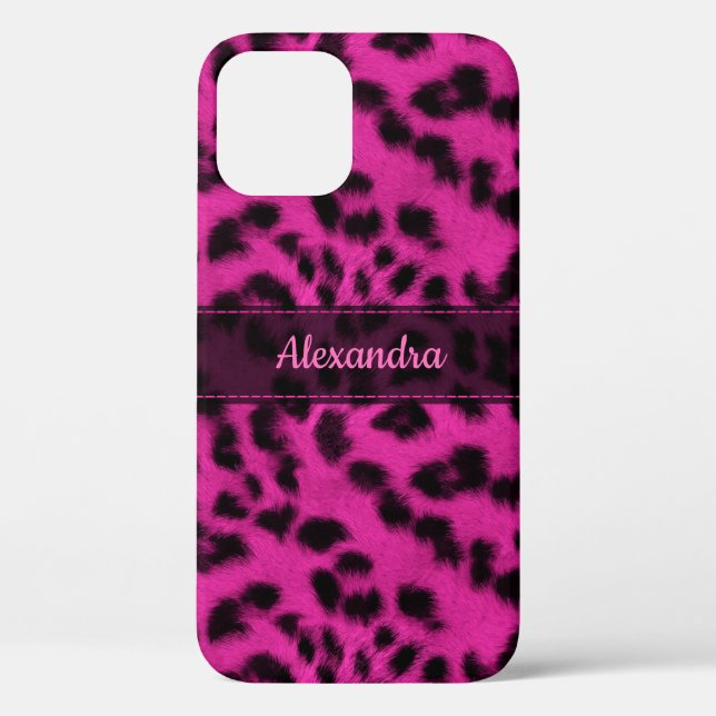 Pink Snow Leopard Skin Print, Name Customized Case-Mate iPhone Case (Back)