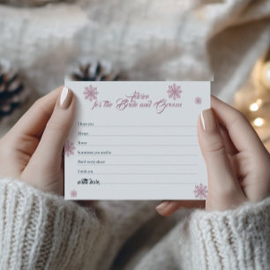 Pink Snowflake Advice Card   Winter Bridal Shower
