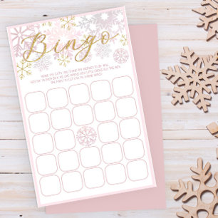 Pink Snowflake Baby Shower Bingo Game