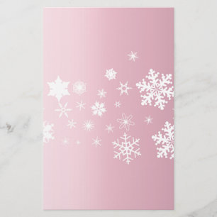 Pink Snowflake Background Stationery