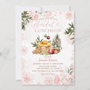 Pink Snowflake Bridal Luncheon Pancake & Cocoa Invitation