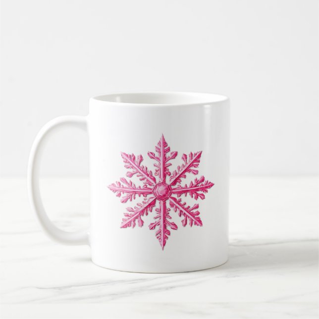 Pink Snowflake  Coffee Mug (Left)