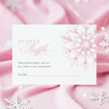 Pink Snowflake Diaper Raffle Ticket