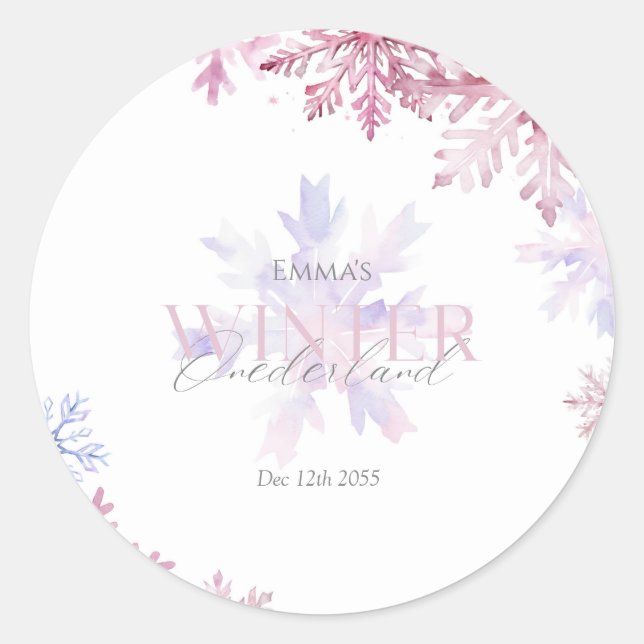 Pink Snowflake Envelope Seal Sticker Winter  (Front)