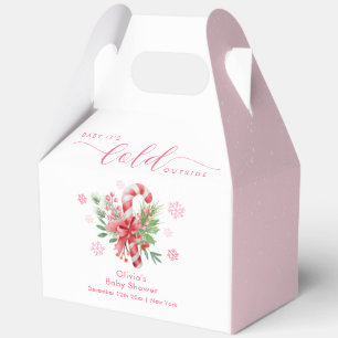 Pink Snowflake Festive Candy Girl Baby Shower  Favor Box