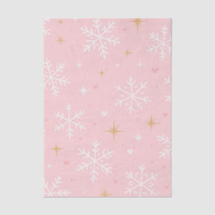 Pink Snowflake & Gold Sparkle Christmas Tissue Paper
