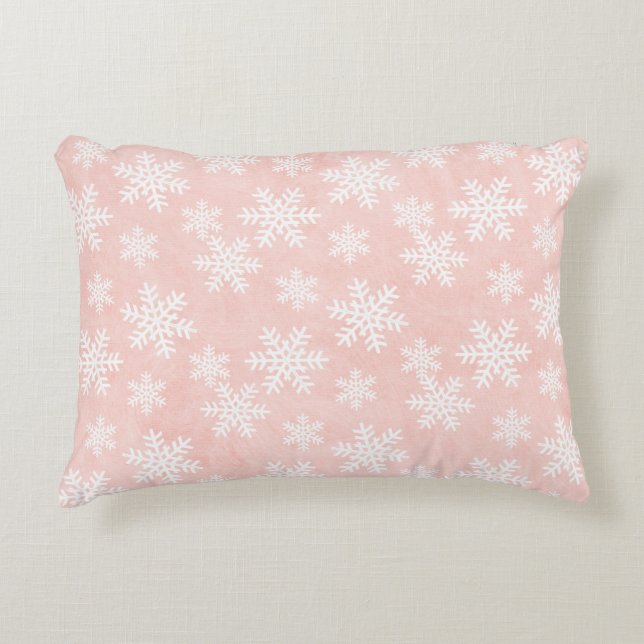 Pink Snowflake Holiday Christmas Girl Feminine     Accent Pillow (Front)