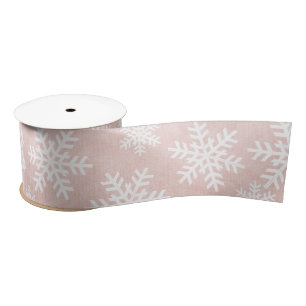 Pink Snowflake Holiday Christmas Girl Feminine Satin Ribbon