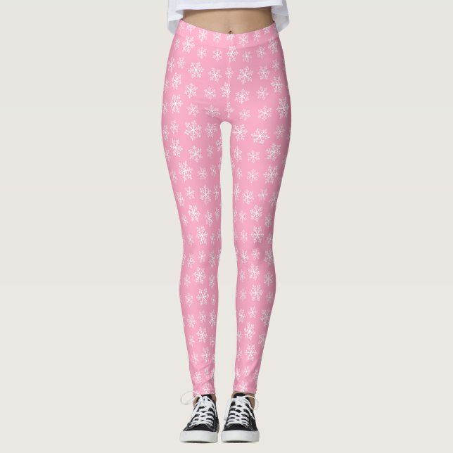 Pink Snowflake Leggings (Front)