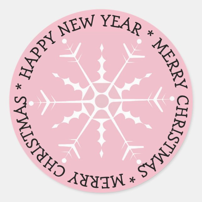 Pink Snowflake Merry Christmas Sticker (Front)