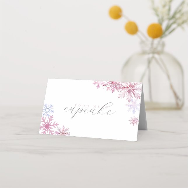 Pink Snowflake Tent Menu Card  (Devant)