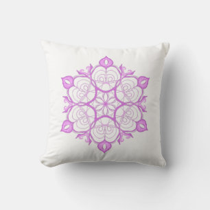 Pink snowflake throw pillow
