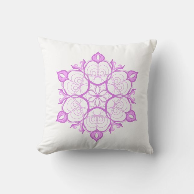 Pink snowflake throw pillow (Front)