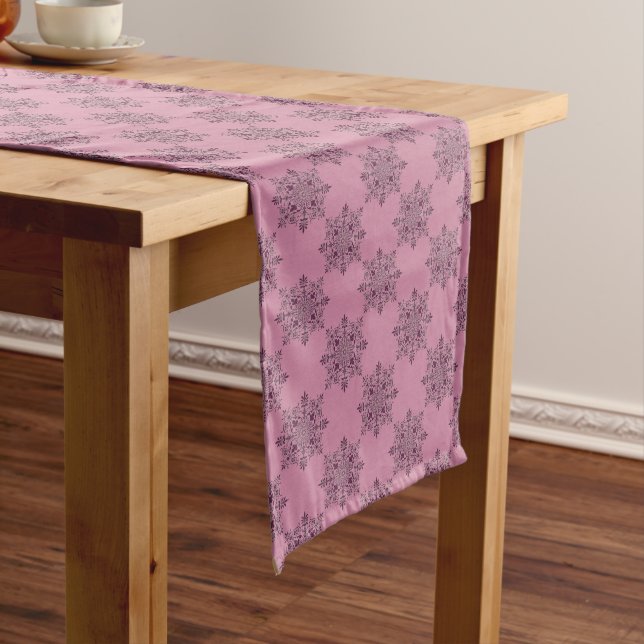 Pink Snowflake Victorian Christmas  Long Table Runner (In Situ)