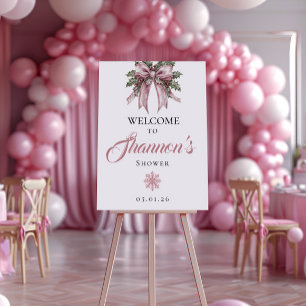  Pink Snowflake Welcome Sign   Winter Shower