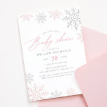 Pink Snowflake Winter Girl Baby Shower Invitation<br><div class="desc">Invite friends and family to share in the joy of your little one's arrival with this pink and silver snowflake themed baby shower invitation.</div>